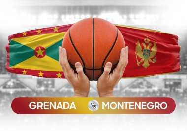 Grenada Karadağ milli basketbol takımlarına karşı basketbol topu yarışma kupası konsepti imajı