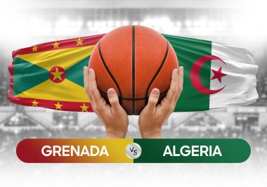 Grenada, Cezayir 'e karşı milli basketbol takımları basketbol topu yarışma kupası konsepti