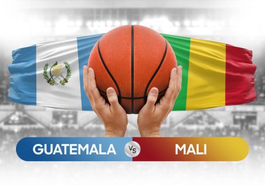 Guatemala Mali milli basketbol takımlarına karşı basketbol topu yarışma kupası konsepti