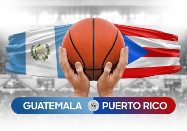 Guatemala, Porto Riko 'ya karşı milli basketbol takımları basketbol maçı kupası konsepti