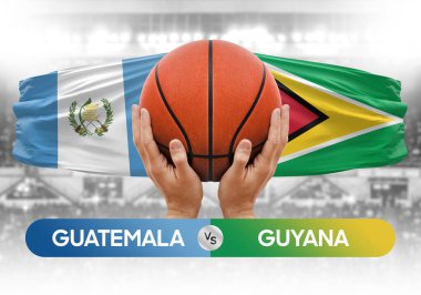 Guatemala, Guyana milli basketbol takımlarına karşı basketbol topu yarışma kupası konsepti