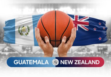 Guatemala, Yeni Zelanda milli basketbol takımlarına karşı basketbol topu yarışma kupası konsepti
