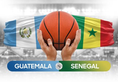 Guatemala, Senegal milli basketbol takımlarına karşı basketbol topu yarışma kupası konsepti