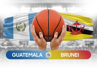 Guatemala Brunei milli basketbol takımlarına karşı basketbol topu yarışma kupası konsepti