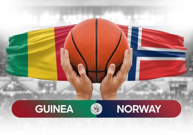 Gine, Norveç milli basketbol takımlarına karşı basketbol topu yarışma kupası konsepti