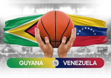 Guyana, Venezuela 'ya karşı milli basketbol takımları basketbol maçı kupası konsepti