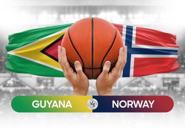 Guyana, Norveç milli basketbol takımlarına karşı basketbol topu yarışma kupası konsepti