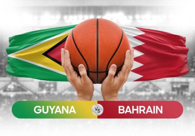 Guyana Bahreyn 'e karşı milli basketbol takımları basketbol topu yarışma kupası konsepti