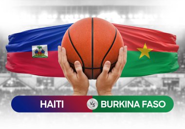 Haiti, Burkina Faso 'ya karşı milli basketbol takımları basketbol maçı kupası konsepti
