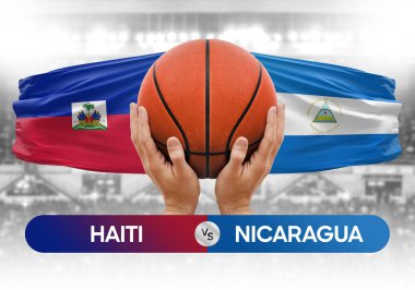 Haiti, Nikaragua milli basketbol takımlarına karşı basketbol topu yarışma kupası konsepti