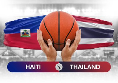 Haiti, Tayland milli basketbol takımlarına karşı basketbol topu yarışma kupası konsepti