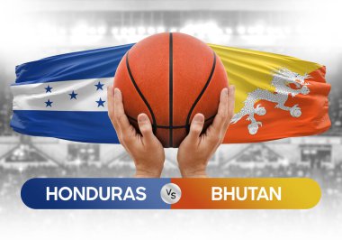 Honduras, Butan Millî Basketbol Takımı 'na karşı basketbol topu yarışma kupası konsepti