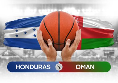 Honduras, Umman milli basketbol takımlarına karşı basketbol topu yarışma kupası konsepti imajı