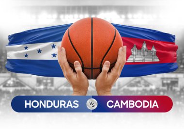 Honduras Kamboçya milli basketbol takımlarına karşı basketbol topu yarışma kupası konsepti