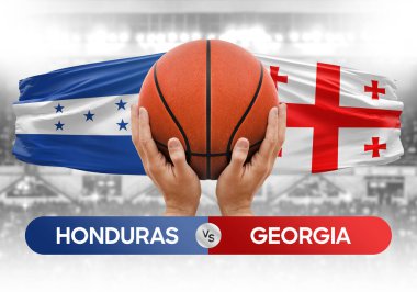 Honduras, Gürcistan milli basketbol takımlarına karşı basketbol topu yarışma kupası konsepti