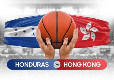 Honduras, Hong Kong milli basketbol takımlarına karşı basketbol topu yarışma kupası konsepti