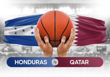 Honduras Katar milli basketbol takımlarına karşı basketbol topu yarışma kupası konsepti