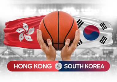 Hong Kong, Güney Kore milli basketbol takımlarına karşı basketbol topu yarışma kupası konsepti