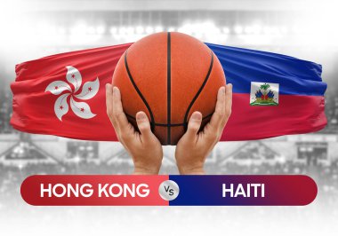 Hong Kong, Haiti milli basketbol takımlarına karşı basketbol topu yarışma kupası konsepti