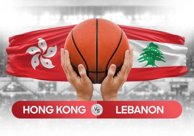 Hong Kong, Lübnan milli basketbol takımlarına karşı basketbol topu yarışma kupası konsepti imajı