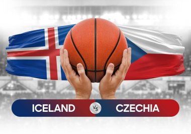 İzlanda, Çek milli basketbol takımlarına karşı basketbol topu yarışma kupası konsepti