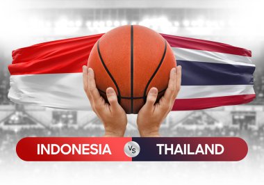 Endonezya, Tayland milli basketbol takımlarına karşı basketbol topu yarışma kupası konsepti