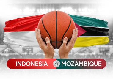 Endonezya, Mozambik Milli Basketbol Takımı 'na karşı basketbol topu yarışma kupası konsepti