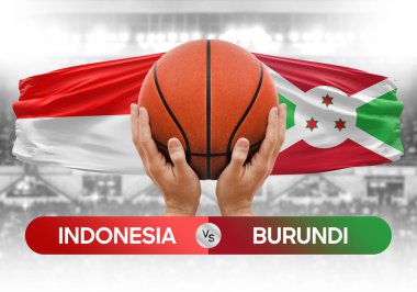 Endonezya, Burundi Millî Basketbol Takımı 'na karşı basketbol topu yarışma kupası konsepti