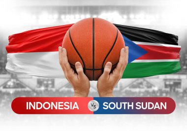 Endonezya, Güney Sudan milli basketbol takımlarına karşı basketbol topu yarışma kupası konsepti