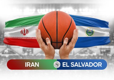 İran, El Salvador 'a karşı milli basketbol takımları basketbol topu yarışma kupası konsepti