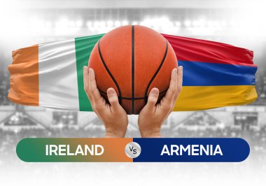 İrlanda, Ermenistan milli basketbol takımlarına karşı basketbol topu yarışma kupası konsepti