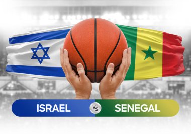 İsrail, Senegal milli basketbol takımlarına karşı basketbol topu yarışma kupası konsepti