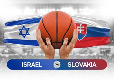 İsrail, Slovakya milli basketbol takımlarına karşı basketbol topu yarışma kupası konsepti