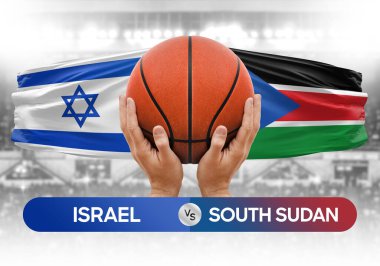 İsrail, Güney Sudan milli basketbol takımlarına karşı basketbol topu yarışma kupası konsepti