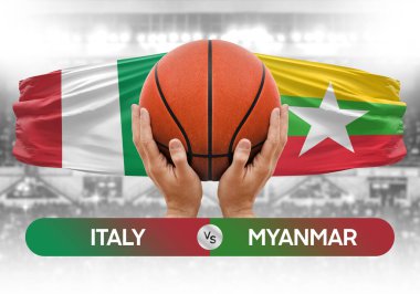 İtalya, Myanmar Millî Basketbol Takımı 'na karşı Basketbol Şampiyonluğu Kupası konsepti