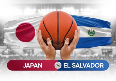 Japonya, El Salvador 'a karşı milli basketbol takımları basketbol topu yarışma kupası konsepti