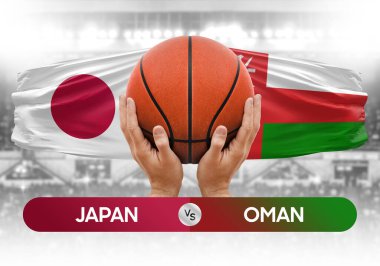 Japonya, Umman milli basketbol takımlarına karşı basketbol topu yarışma kupası konsepti