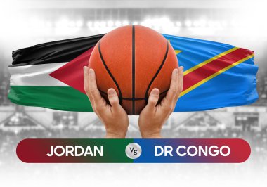 Jordan, Dr Kongo ulusal basketbol takımlarına karşı basketbol topu yarışma kupası konsepti imajı