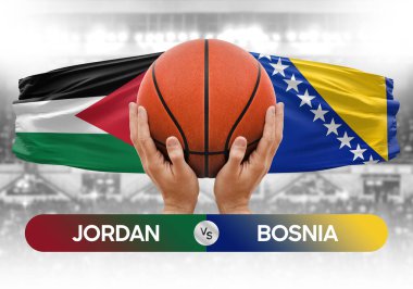 Jordan, Bosna milli basketbol takımlarına karşı basketbol topu yarışma kupası konsepti imajı