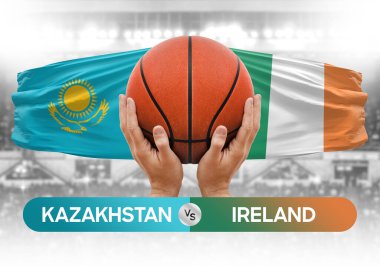 Kazakistan, İrlanda milli basketbol takımlarına karşı basketbol topu yarışma kupası konsepti