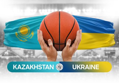 Kazakistan, Ukrayna milli basketbol takımlarına karşı basketbol topu yarışma kupası konsepti