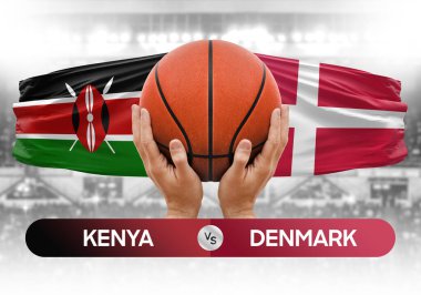 Kenya Danimarka milli basketbol takımlarına karşı basketbol topu yarışma kupası konsepti