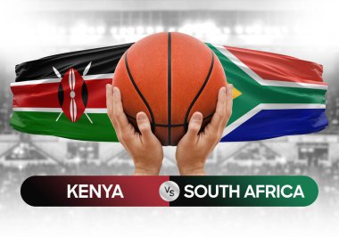 Kenya, Güney Afrika milli basketbol takımlarına karşı basketbol topu yarışma kupası konsepti