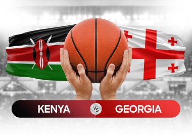 Kenya, Gürcistan milli basketbol takımlarına karşı basketbol topu yarışma kupası konsepti