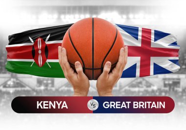 Kenya İngiltere 'ye karşı milli basketbol takımları basketbol topu yarışma kupası konsepti imajı