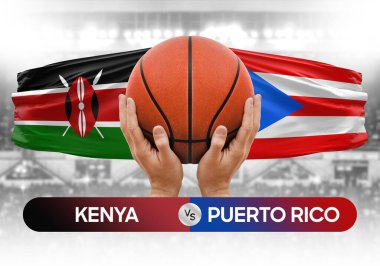 Kenya, Porto Riko milli basketbol takımlarına karşı basketbol topu yarışma kupası konsepti