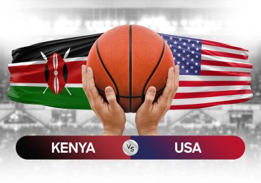 Kenya, ABD milli basketbol takımlarına karşı basketbol topu yarışma kupası konsepti