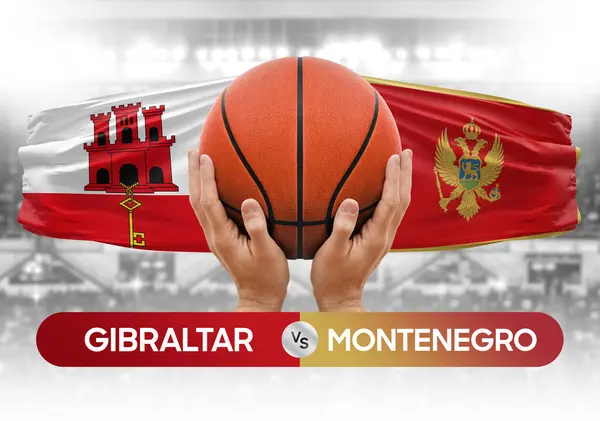 stock image Gibraltar vs Montenegro national basketball teams basket ball match competition cup concept image