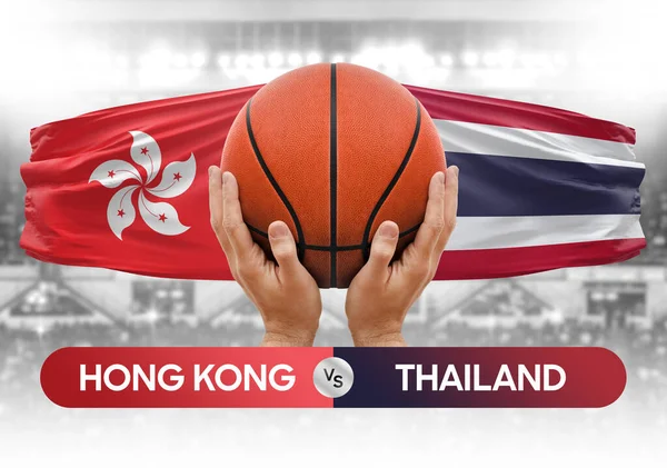 Hong Kong, Tayland milli basketbol takımlarına karşı basketbol topu yarışma kupası konsepti