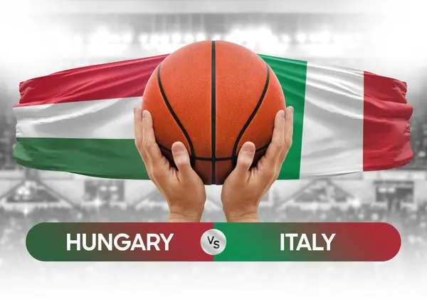 stock image Hungary vs Italy national basketball teams basket ball match competition cup concept image